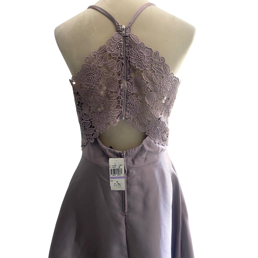 Speechless Mauve Satin Lace Back Formal Gown Dress Size 11 Prom Wedding - Picture 5 of 9